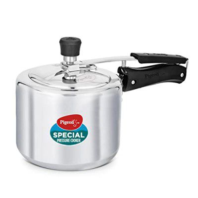 Pigeon by Stovekraft 12261 Induction Base Inner Lid Aluminium Pressure Cooker, 3L, Silver