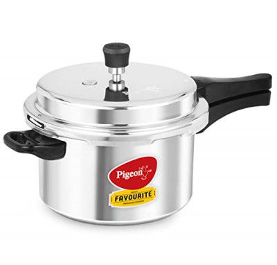 Pigeon by Stovekraft Favourite Non-induction Base Aluminium Outer Lid Pressure Cooker, 5 Litres, Silver