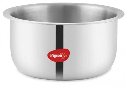 Pigeon Elite Stainless Steel Triply Tope 22cm, Gas Stove and Induction Compatible for Fast Cooking and Longer Heat Retention, Along with Even Heat Distribution- Silver