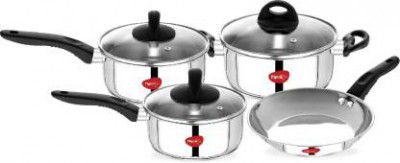 Pigeon Stainless Steel Essentials Induction Bottom Cookware Set (Stainless Steel, 7 - Piece)