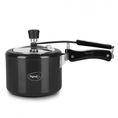 Pigeon Titanium Induction Base Inner Lid Hard Anodised Aluminium Pressure Cooker, 3 Litres, Black