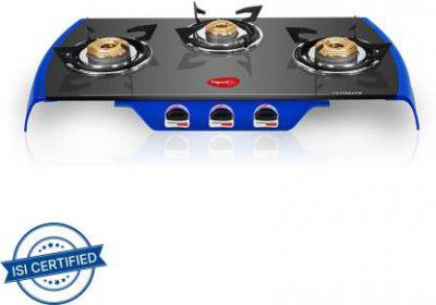 Pigeon Ultimate 3 Burner Gas Stove Glass Manual Gas Stove  (3 Burners)