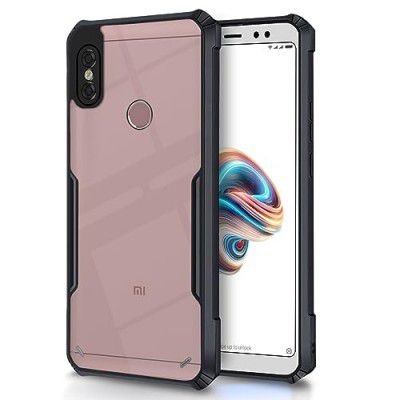 Pikkme Redmi Note 5 Pro Back Cover | Crystal Clear Transparent Back | Ultra Hybrid | Full Camera Protection | Raised Edge | Bumper Back Case for Redmi Note 5 Pro (Black)