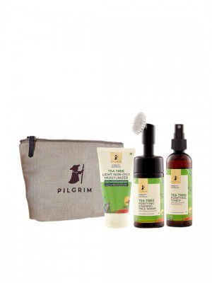 Pilgrim Green Tea Tree Face Wash, Purifying Toner & Moisturizer Skin Care Gift Set 300 g