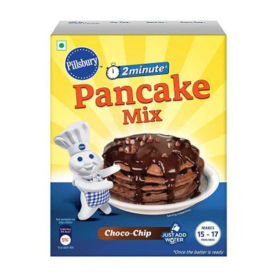 Pillsbury Pancake Mix | Choco-Chip Flavour | 2-Minute Pancakes | Eggless | Can be Used for Making Waffles & Crepes 400g