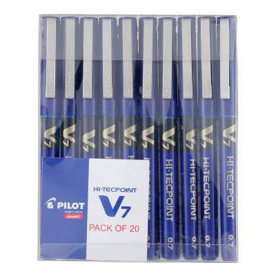 Pilot V7 Roller Ball Pen Pack of 20 (Blue Ink )