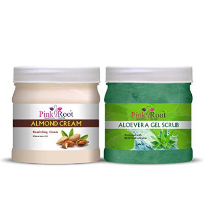 Pink Root Aloe Vera Gel Scrub 500gm with Almond Cream 500gm