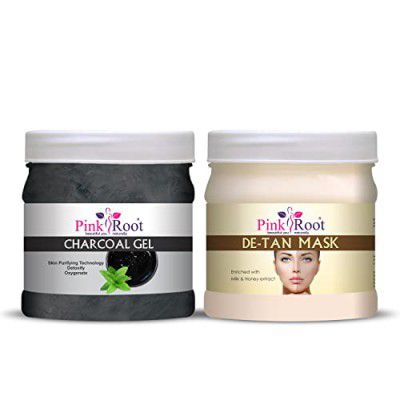 Pink Root Charcoal Gel 500gm with De-Tan Mask 500gm