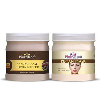 Pink Root Cocoa Butter Cold Cream 500gm with De-Tan Mask 500gm