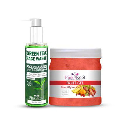 Pink Root Green Tea Pore Cleansing Face Wash 100ml with Fruit Gel Beautifying Gel Enriched with natural fruits for soothing