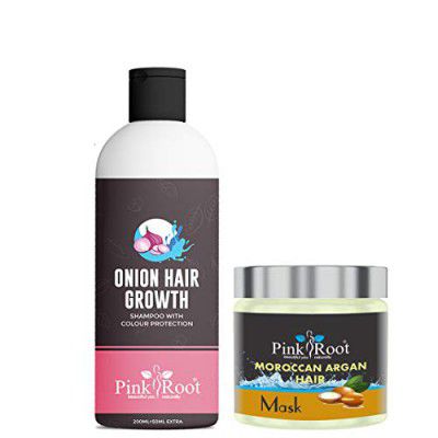 Pink Root Onion Shampoo With Moroccan Argan Hair Mask 200gm