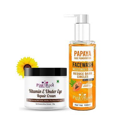 Pink Root Papaya Facewash 100ml & Vitamin E Under Eye Cream, 100ml