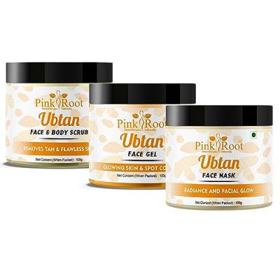 Pink Root Ubtan Mask with Gel with Scrub 100gm each, Combo Pack