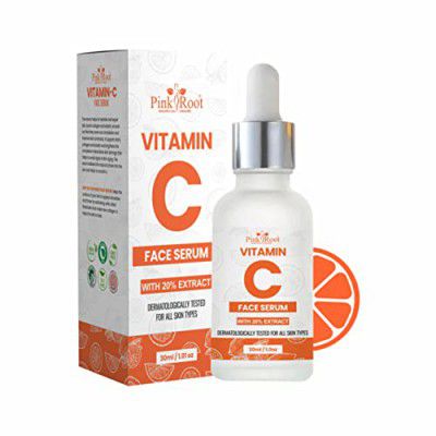 Pink Root Vitamin C Serum for Face with 20% Extract Dermatologically Tested for all Skin Types (Vitamin C 30ml)