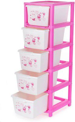 Pinkwhale 5 Compartments Plastic Printed Modular Drawer  (Pink)