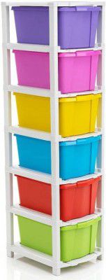 Pinkwhale 6 Compartments Plastic Modular Drawer (Multicolor)