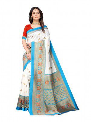 Pisara Women Art Silk Printed Saree With Unstitched Blouse Piece