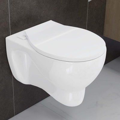 Plantex Commode for Toilet/Ceramic Western Toilet/Wall Hung Commode with Soft Closing Toilet Seat - P Trap Outlet (Caliber, White)