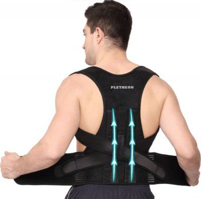 PLETHEON Posture corrector belt for men and women for back pain Posture Corrector  (Black)