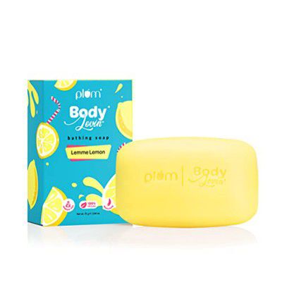 Plum BodyLovin' Lemme Lemon Bathing Soap | All Skin Types | Lemon Fragrance | Non-Drying | Sulphate-Free | 100% Vegan