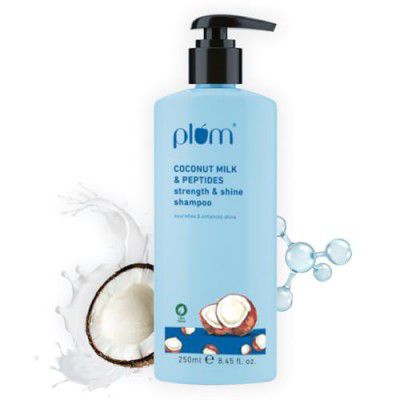 Plum Coconut Milk & Pea Peptides strength & shine shampoo | Contains coconut milk, pea peptide | enhances hair's shine and strengthens hair | Paraben-Free| 100% vegan