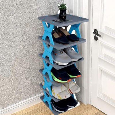 PM 6 Layer Shoe Rack, Stackable Shoe Storage Organizer (Shoe rack, Plastic, Multicolor) (6 Layer)