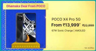 POCO M4 5G (64 GB) @ ₹13,999 on Flipkart Big Billion Days Sale