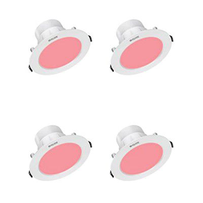 Polycab 5 Watt LED Down Blue Light Scintillate Integral Slim Round Smart Panel Offers Bright Lumination Long Lifespan No Harmful Radiation (Red, 4 PCS, Cut Out: 3.14 inches)