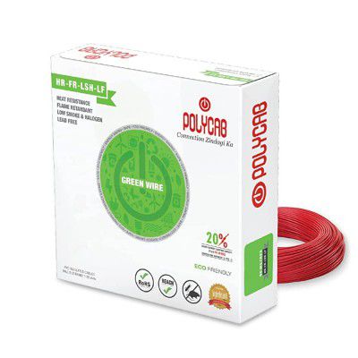 Polycab Eco-Friendly Green Wire - Colour:RED 90m 1sqmm