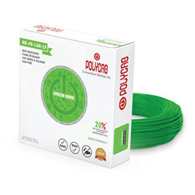 Polycab Eco-Friendly Greenwire PVC Insulated Copper Cable for Domestic & Industrial Connections Electric Wire (GREEN, 90m, 0.75sqmm)