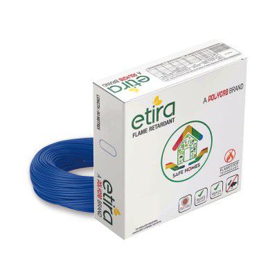 Polycab ETIRA Flame Retardant House Wire PVC Insulated Copper Cable Electric Wire (0.75 SQMM, Blue, 90m)