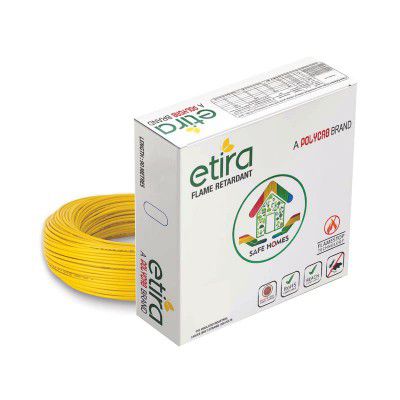 Polycab ETIRA Flame Retardant House Wire PVC Insulated Copper Cable Electric Wire (0.75 SQMM, Yellow, 90m)