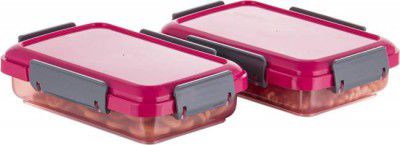 POLYSET Lock It Plastic Container 400ml - 800 ml Plastic Utility Container  (Pack of 2, Pink)