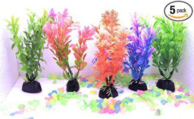 PONDICHERRY Pigeons® - Beautiful Aquarium Multicolour Plants for Home Fishes Tank Decoration (Set of 5) 4