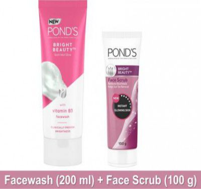 PONDs Bright Beauty Facewash 200ml & Scrub 100g (2 Items in the set)  (2 Items in the set)