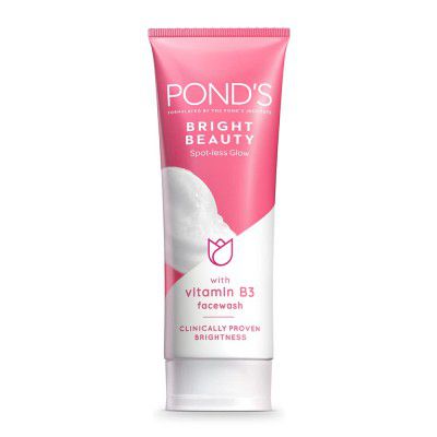 PONDS Bright Beauty Spot-less Glow Face Wash With Vitamins, Removes Dead Skin Cells & Dark Spots, Double Brightness Action, All Skin Types, 100g