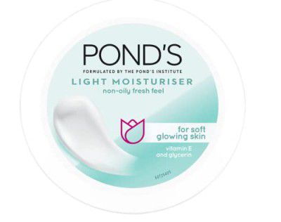 POND'S Light Moisturizer, 100Ml, For Soft, Glowing Skin, With Vitamin C, E & Niacinamide, 24Hr Hydration, Lightweight Non-Oily Cream, Spreads Easily