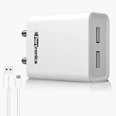 Portronics Adapto 66 2.4A 12w Dual USB Port 5V/2.4A Wall Charger,11/Xs/XS Max/XR/X/8/7/6/Plus, iPad Pro/Air 2/Mini 3/Mini 4, Samsung S4/S5, and More(White)