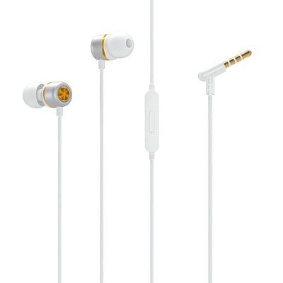 Portronics Conch 10 in-Ear Wired Earphone with 3.5mm Jack, Power Audio, Built-in Mic, Tangle Resistant (White)