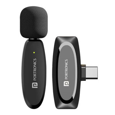 Portronics Dash 7 Omnidirectional Type C Wireless Microphone, Noise Cancellation, Plug & Play, Lapel Wireless Mic Video Recording