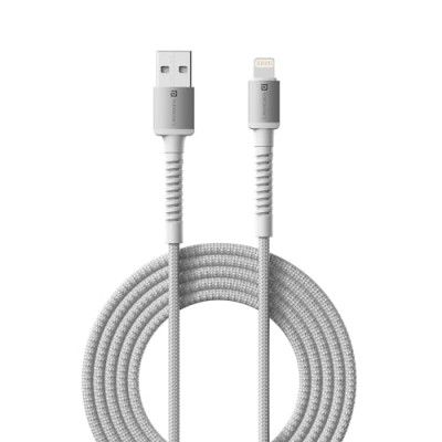 Portronics Konnect X USB to 8 Pin Cable with 3A Output, Fast Charging & Data Transfer, Nylon Braided, Aluminium Alloy Shell, 1M Length compatible with 8 PIN Devices(White)