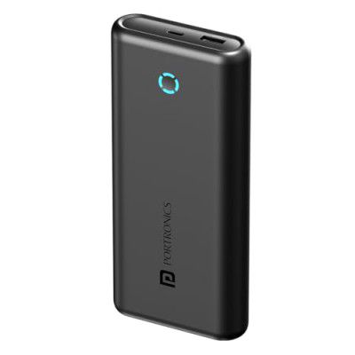 Portronics PowerPod 20K Advanced 20000 mAh Power Bank with 22.5W Max Output, with 22.5W Mach USB-A & 20W Type C PD Output,Type C Input (Black)