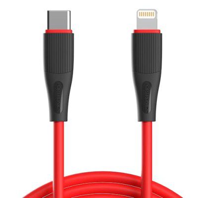 Portronics Silklink 20W Type-C to 8 Pin Fast charging Cable for Lightning Devices,Premium Silicon Cable, 1M (Red)