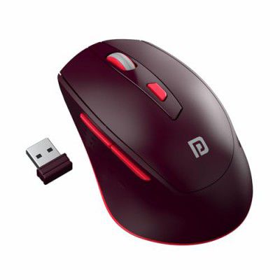 Portronics Toad 32 Wireless Mouse with 6 Buttons, 2.4 GHz Connectivity, 10m Working Range, Ergonomic Design, Adjustable Optical DPI, Auto Power Saving, for Laptop & PC (Red)