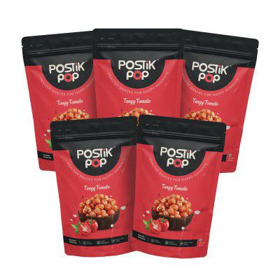 POSTiK pOp Roasted Phool Makhana (Fox Nuts) Anti-Oxidants (Tangy Tomato, Pack of 5)