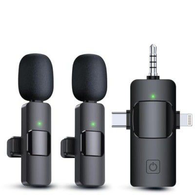 PQRQP 3 in 1 Wireless Collar Microphone Wireless Mic for Vlogging,Video Recording, Tiktok