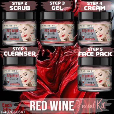 Pratibimb Red Wine Facial Kit is a skincare set designed to harness the anti-aging (5 x 10 g)