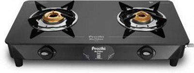 Preethi Zeal 2 Burner Glass Manual Gas Stove  