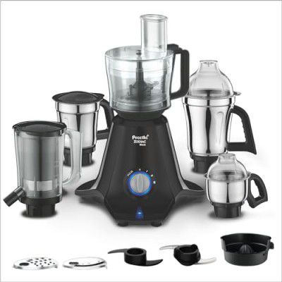 Preethi Zodiac Black Mixer Grinder for Kitchen, 5 Jars 750 Watt Mixie Jar for chopping/grating (MG-261)