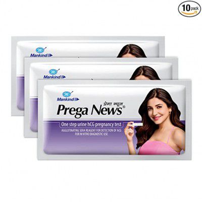 Prega News One Step Urine HCG Pregnancy Test Kit Device (Pack of 10)